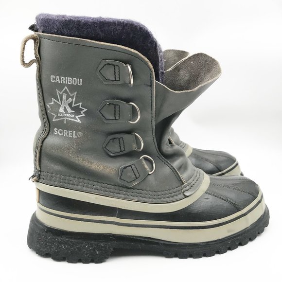 SOREL Caribou Gray Leather Outdoor Waterproof Snow Boots Womens 7 - Picture 3 of 14